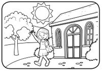 Niña sale de casa bajo el sol