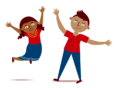 Niña y niño saltan.png