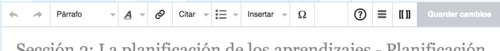 Barra de herramientas de edición del editor visual