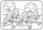 Niñas y niños corren carrera