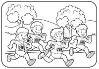 Niñas y niños corren carrera