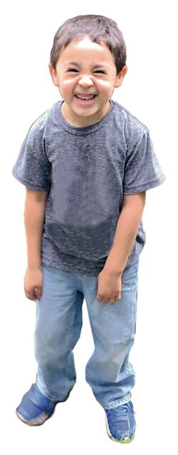 Niño parado, sonríe a la cámara