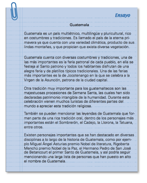 Imagen con texto de un ensayo como ejemplo.