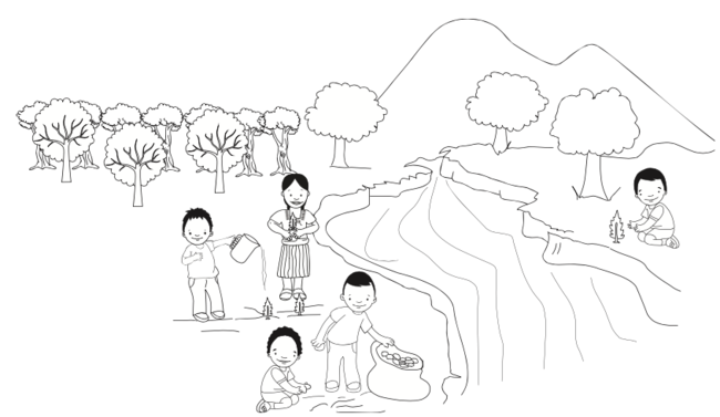 Niñas y niños junto al río.png