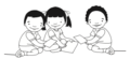 Dos niños y niña usando papel.png