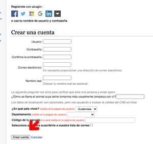 Crear una cuenta