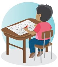 Figura 17. Niño se expresa combinando dibujos y letras inventadas