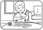 Niño come maní con limón