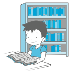 Niño lee libro en biblioteca.png
