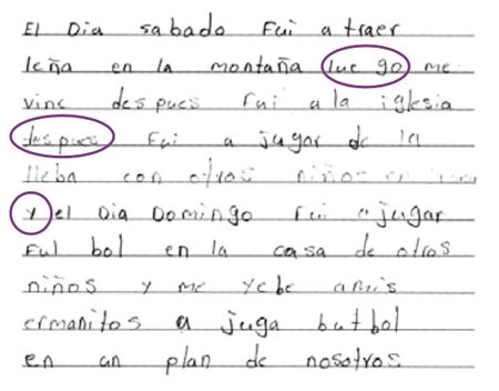 El día sábado fui a traer leña - palabras separadas