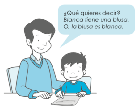 ¿Qué quieres decir? Blanca tiene una blusa. O, la blusa es blanca.